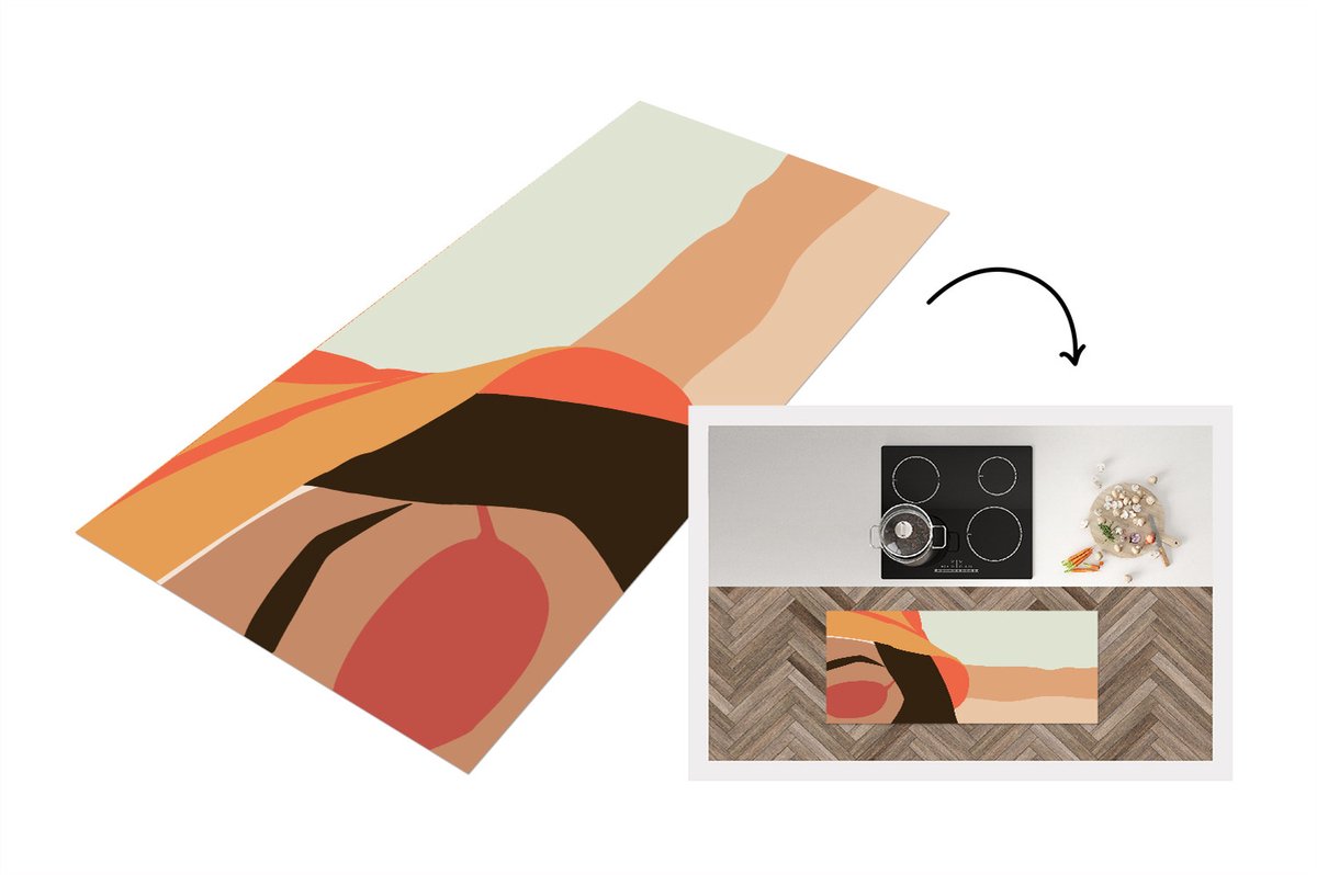 KitchenYeah Keukenloper - Loper keuken - Vrouwen - Zonnebril - Hoed - Strand - Keukenloper vinyl Multicolor