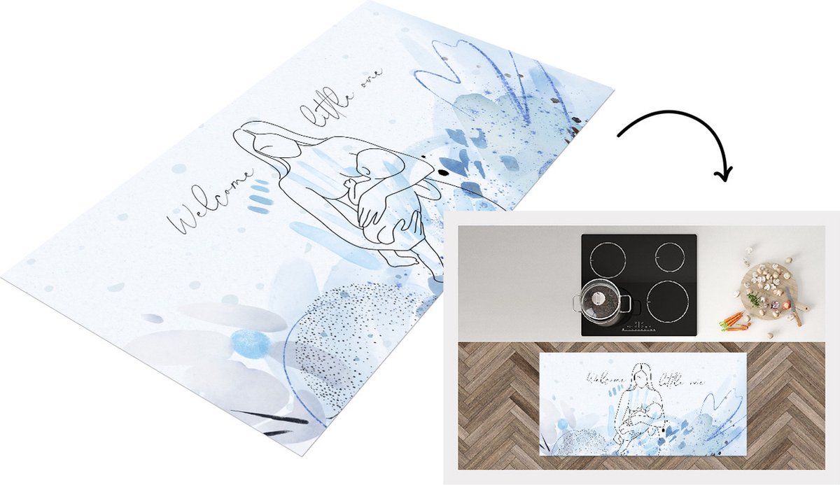 KitchenYeah Keukenloper - Loper keuken - Mama - Welcome little one - Spreuken - Baby - Quotes - 120x60 cm - Keukenloper vinyl Multicolor