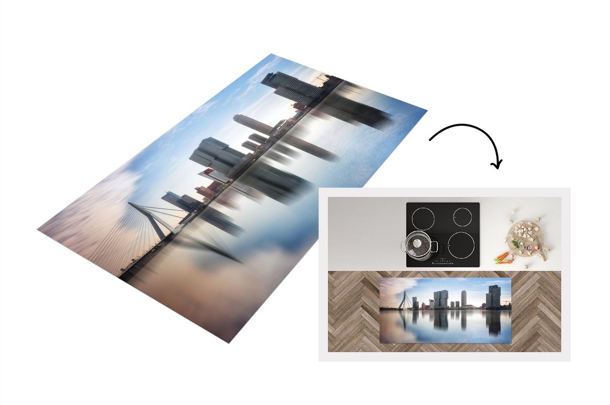 KitchenYeah Keukenloper - Loper keuken - Rotterdam - Water - Nederland - 120x60 cm - Keukenloper vinyl Multicolor