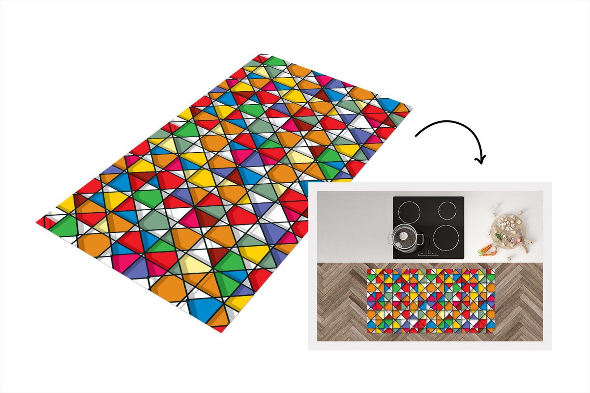 Keukenloper - Loper keuken - Glas - Geometrie - Design - 120x60 cm - Keukenloper vinyl