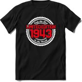 1943 Limited Edition | Feest Kado T-Shirt Heren - Dames | Wit - Rood | Perfect Verjaardag Cadeau Shirt | Grappige Spreuken - Zinnen - Teksten | Maat XL