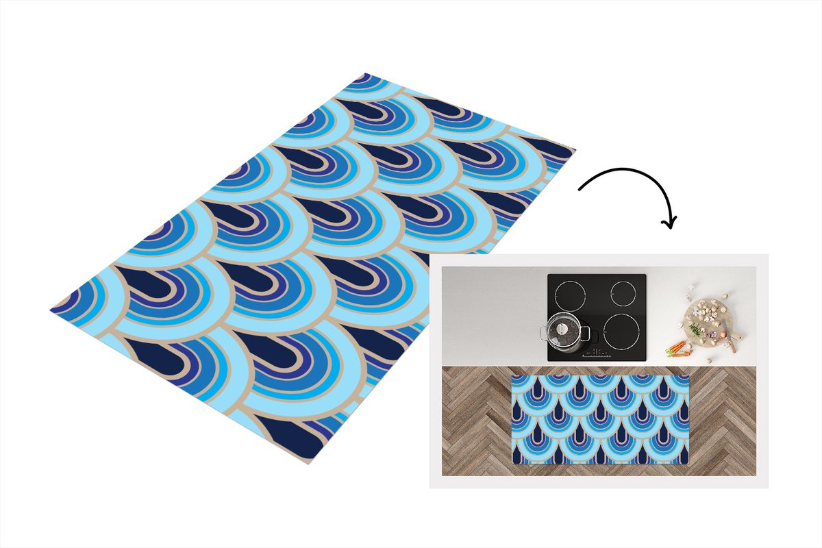KitchenYeah Keukenloper - Loper keuken - Retro - Patronen - Art Nouveau - 120x60 cm - Keukenloper vinyl Multicolor
