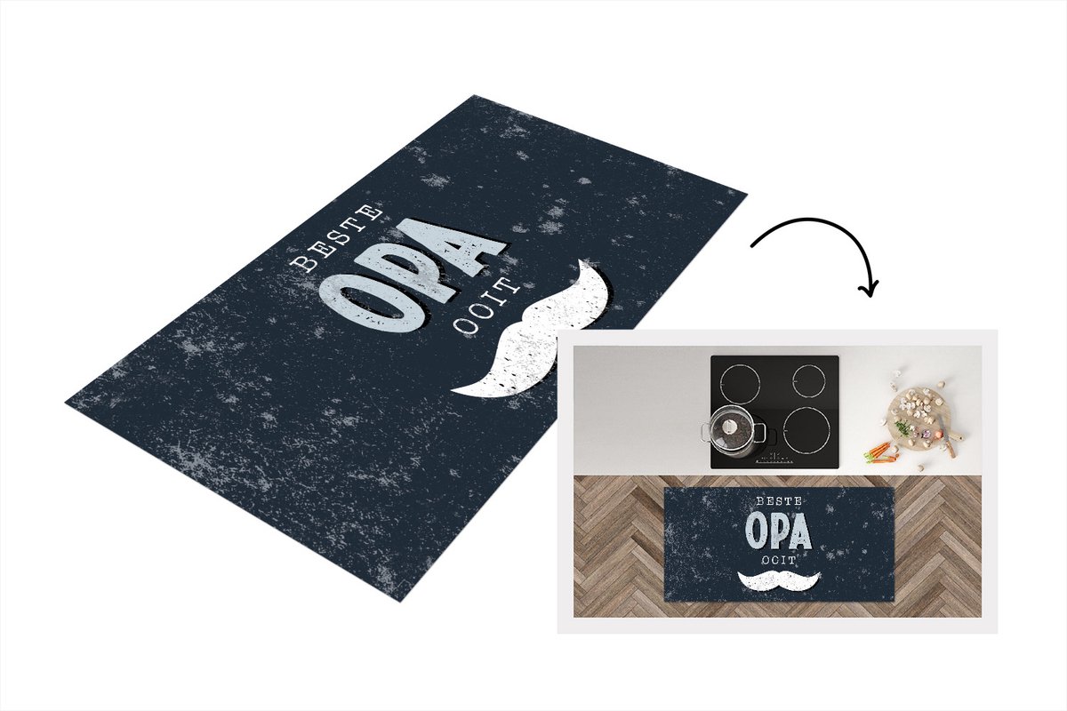 KitchenYeah Keukenloper - Loper keuken - Vaderdag - Cadeau voor man - Quote - Beste opa ooit - Spreuken - 120x60 cm - Keukenloper vinyl Multicolor