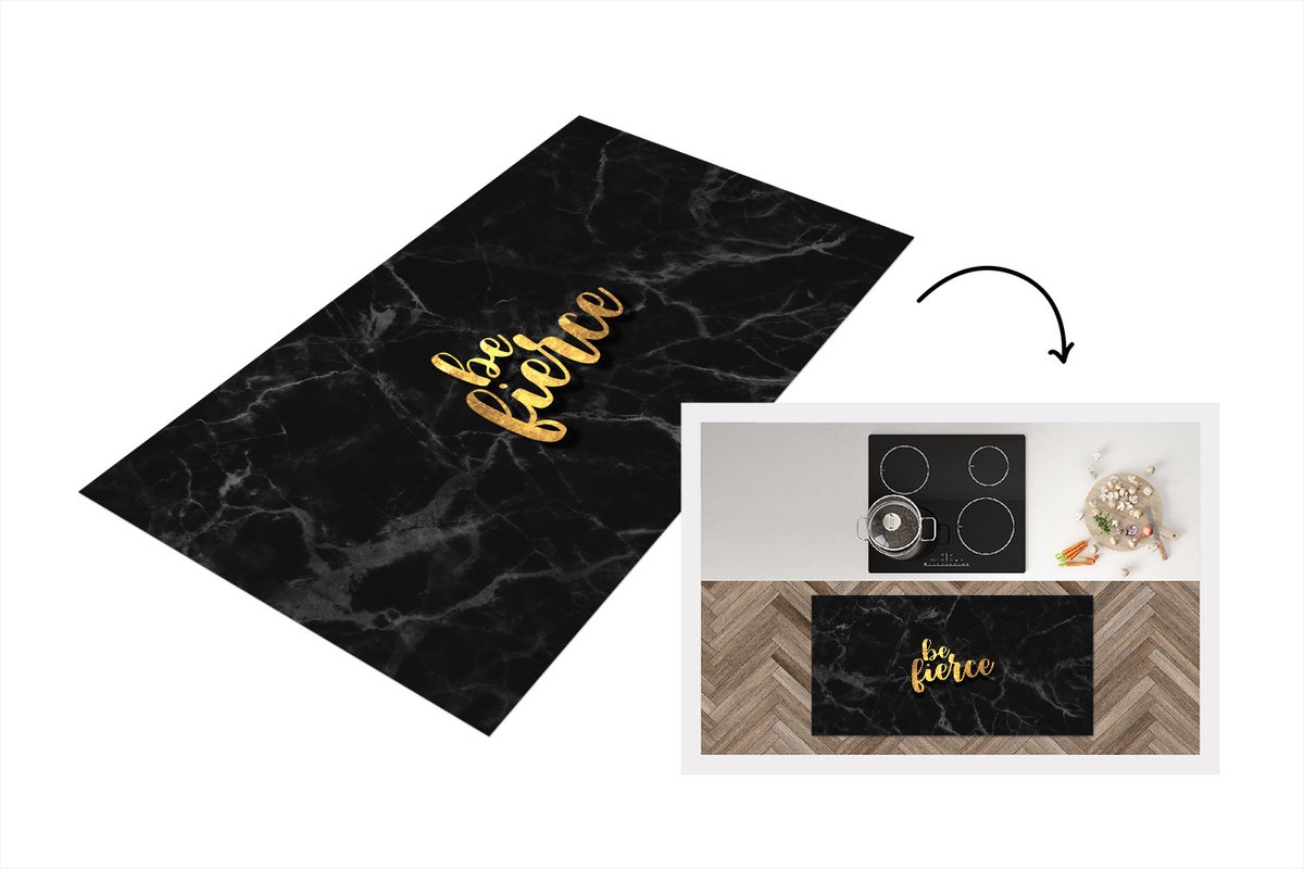Keukenloper - Loper keuken - Quotes - Motivatie - Goud - Marmer - 120x60 cm - Keukenloper