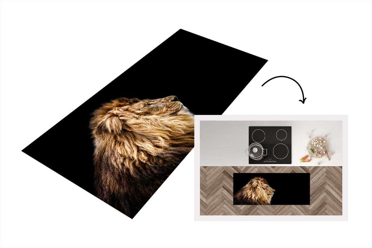 KitchenYeah Keukenloper - Loper keuken - Leeuwen - Profiel - Bruin - 120x50 cm - Keukenloper vinyl Multicolor