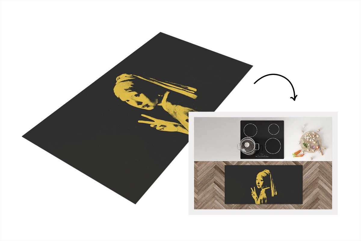 KitchenYeah Keukenloper - Loper keuken - Meisje met de parel - Vermeer - Peace - 120x60 cm - Keukenloper vinyl Multicolor