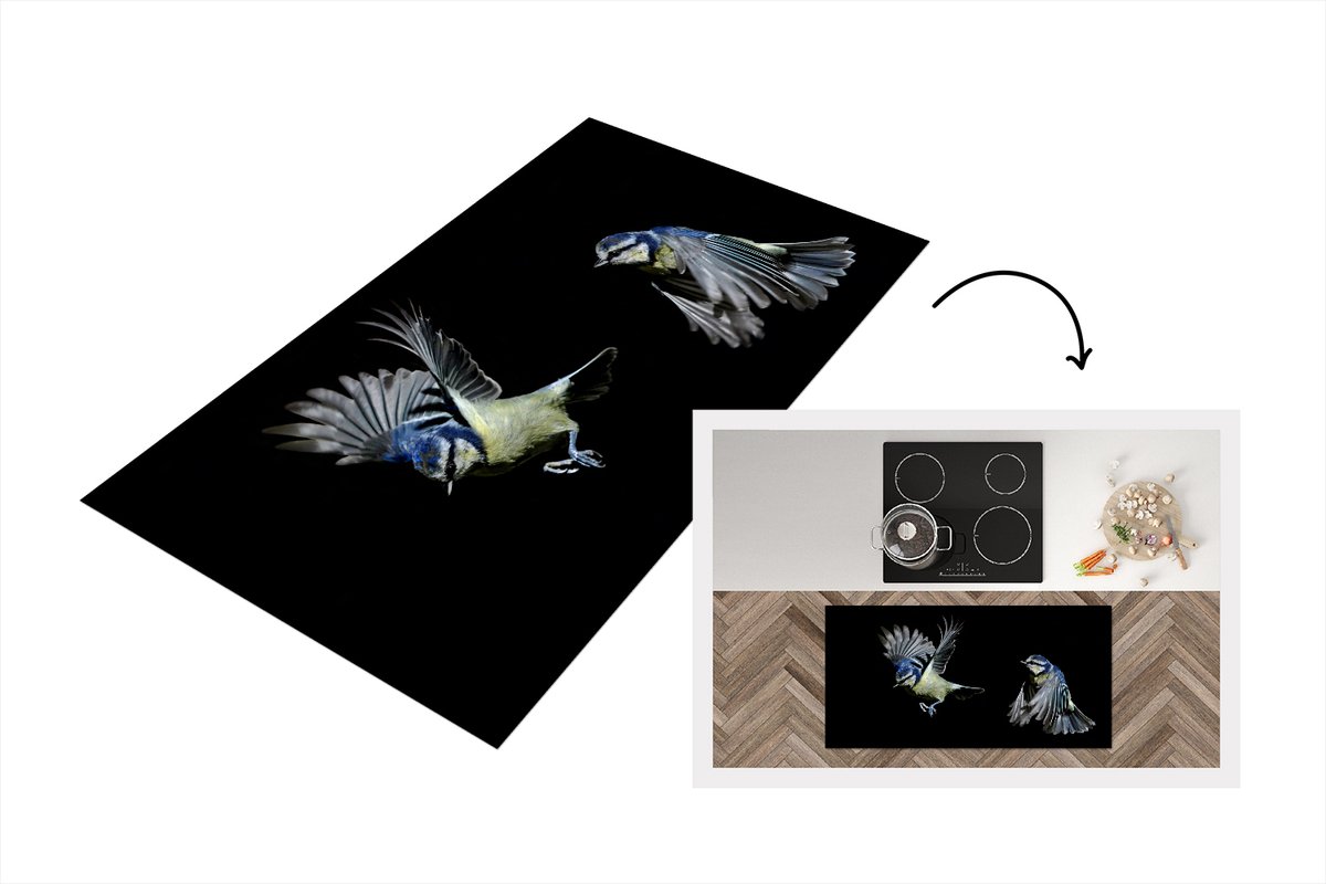 KitchenYeah Keukenloper - Loper keuken - Vogel - Veren - Portret - 120x60 cm - Keukenloper vinyl Multicolor