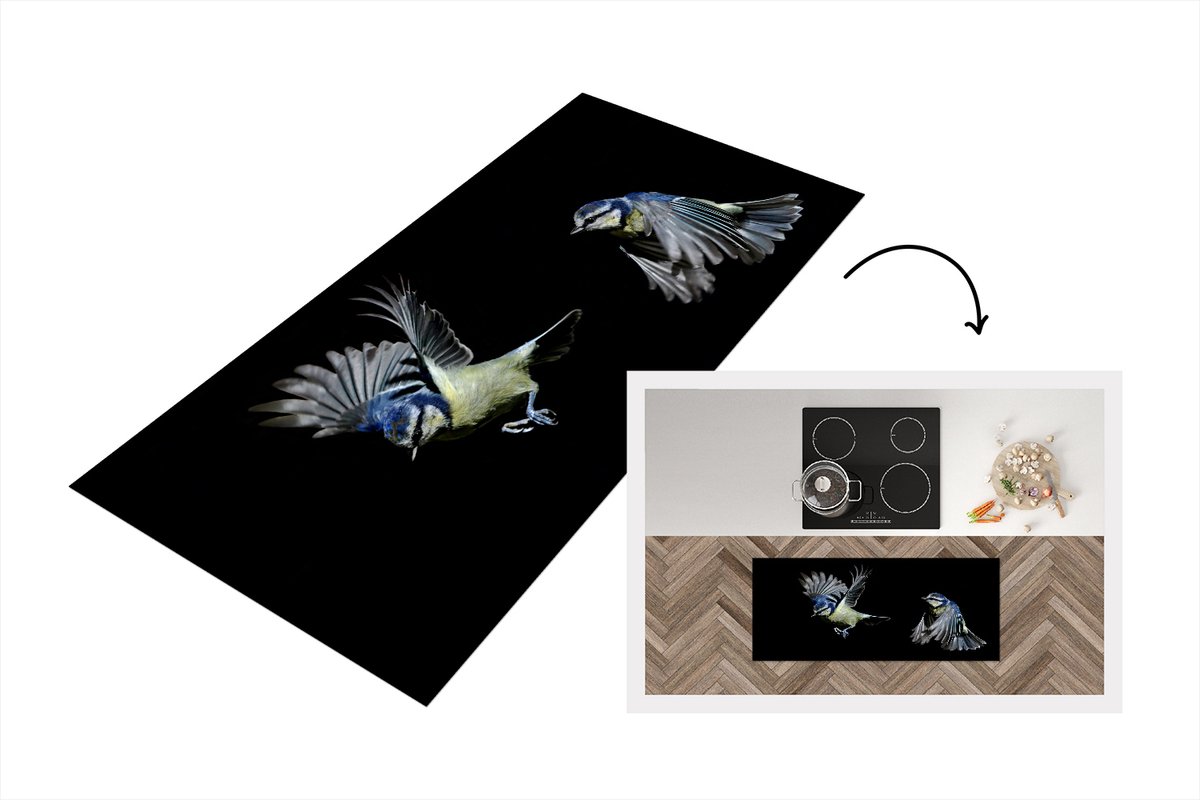 KitchenYeah Keukenloper - Loper keuken - Vogel - Veren - Portret - 120x50 cm - Keukenloper vinyl Multicolor