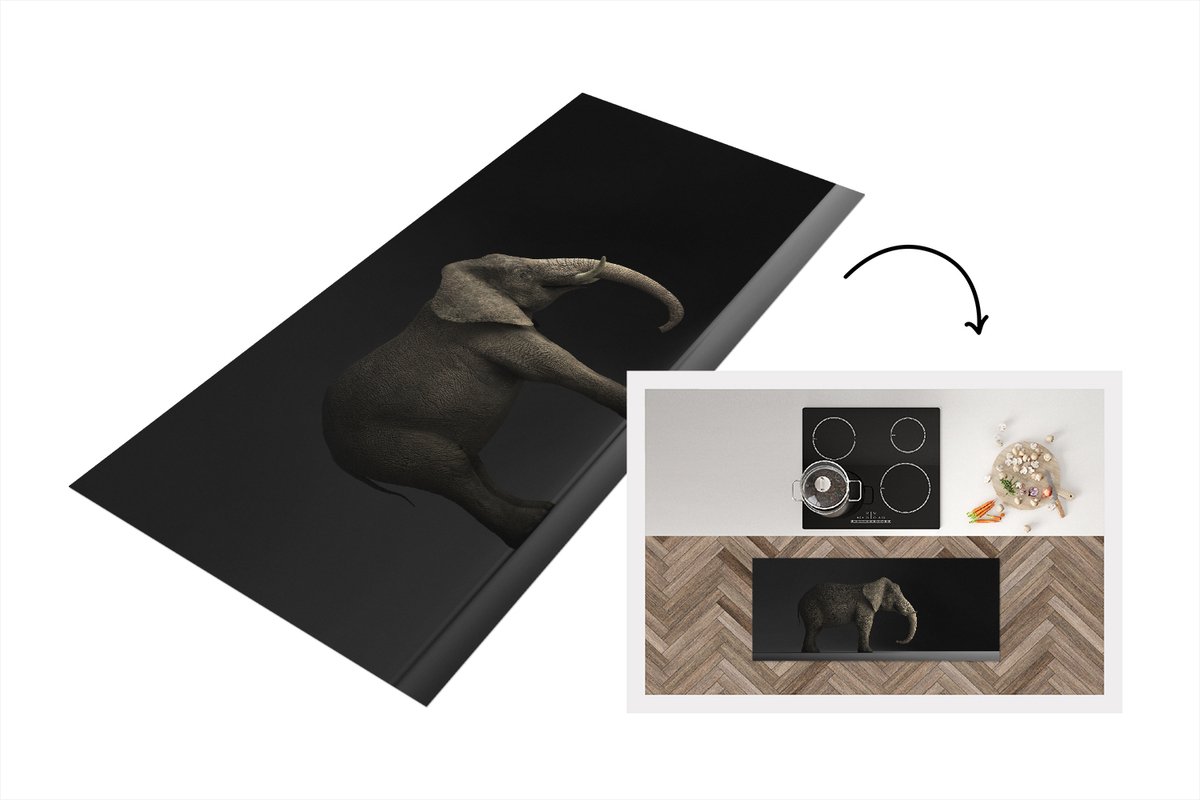 KitchenYeah Keukenloper - Loper keuken - Olifant - Dieren - Licht - 120x50 cm - Keukenloper vinyl Multicolor