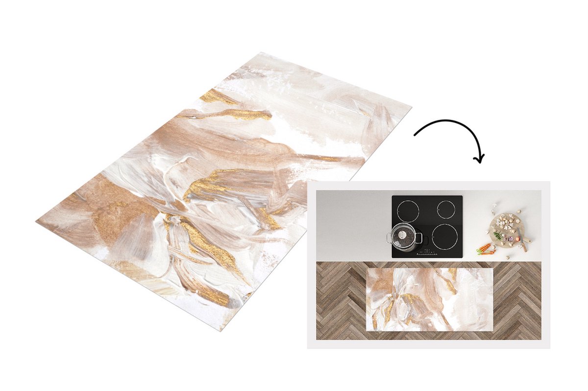 KitchenYeah Keukenloper - Loper keuken - Verf - Goud - Glitter - 120x60 cm - Keukenloper vinyl Multicolor