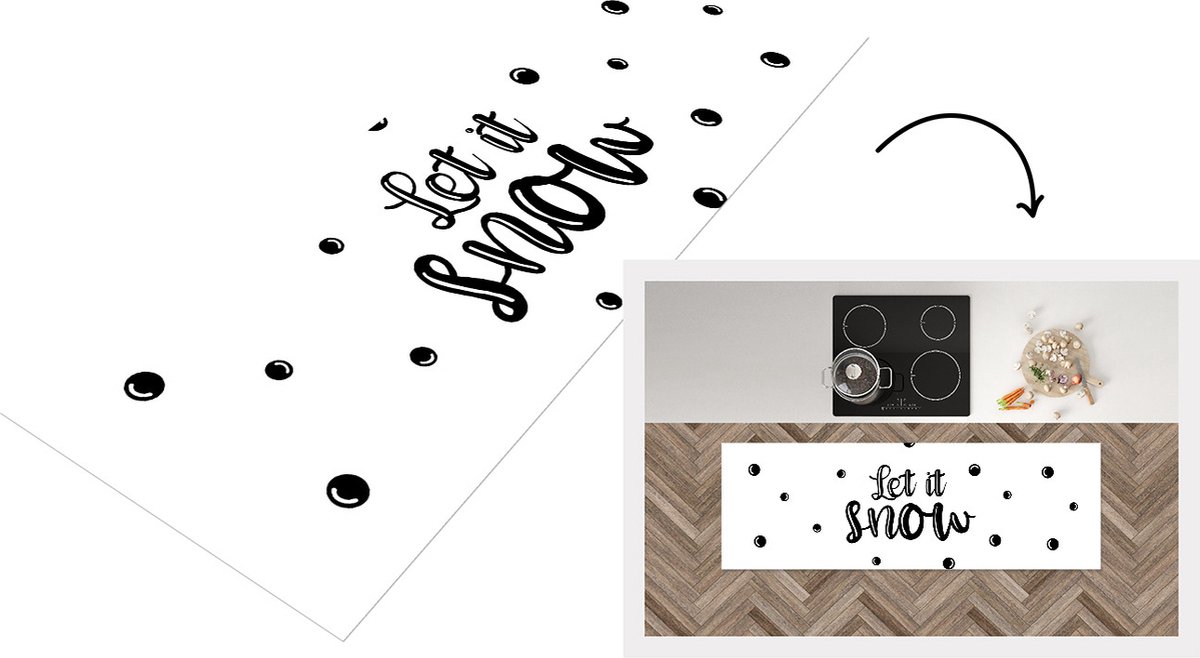 KitchenYeah Keukenloper - Loper keuken - Let it snow - Kerst - Sneeuw - Spreuken - Quotes - 150x50 cm - Keukenloper vinyl Multicolor