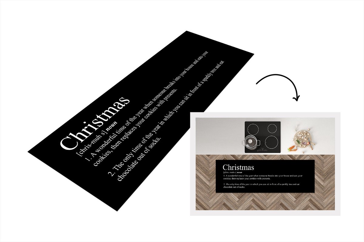 KitchenYeah Keukenloper - Loper keuken - Kerst - Spreuken - Quotes - Christmas definitie - Woordenboek - 180x60 cm - Keukenloper vinyl Multicolor