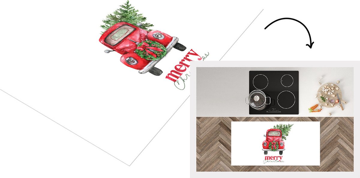 KitchenYeah Keukenloper - Loper keuken - Kerst - Kerstkrans - Merry Christmas - Quotes - Spreuken - 120x60 cm - Keukenloper vinyl Multicolor