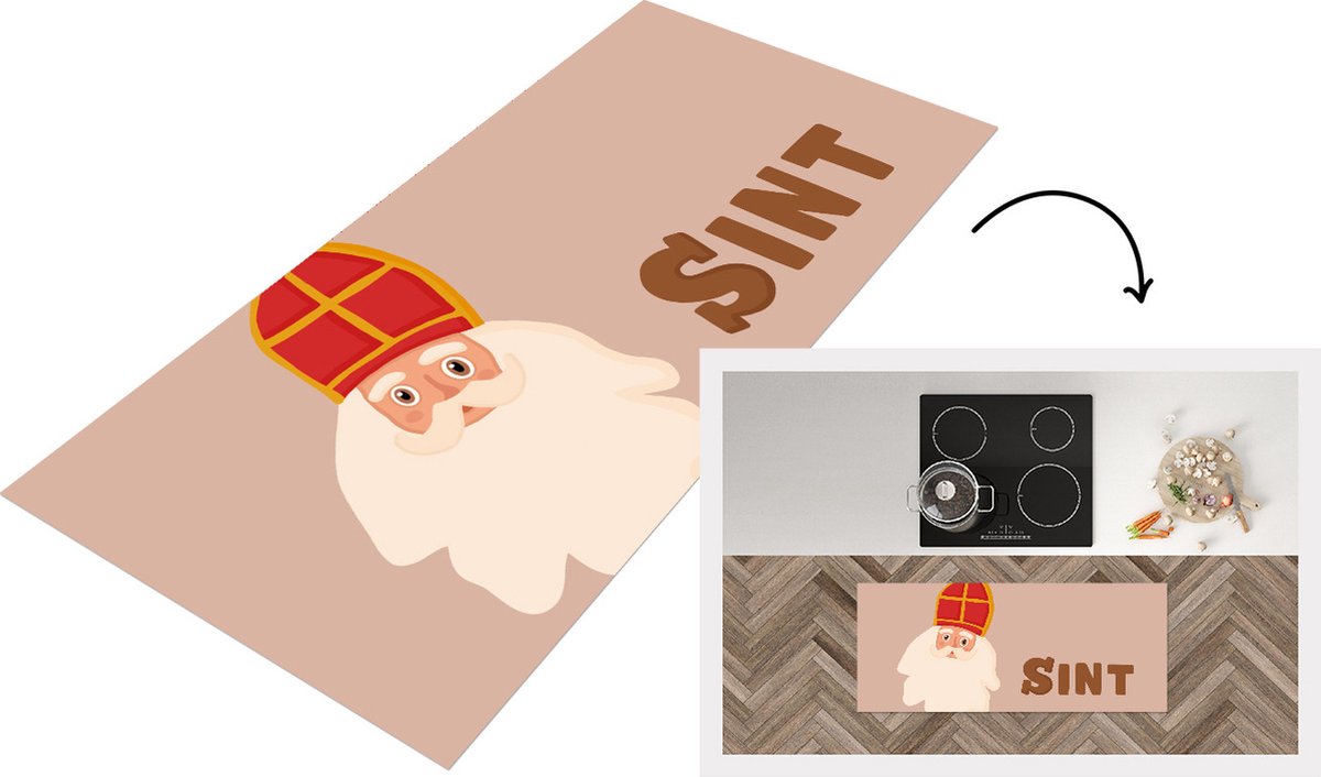 KitchenYeah Keukenloper - Loper keuken - Sint - Chocolade - Sinterklaas - 120x50 cm - Keukenloper vinyl Multicolor