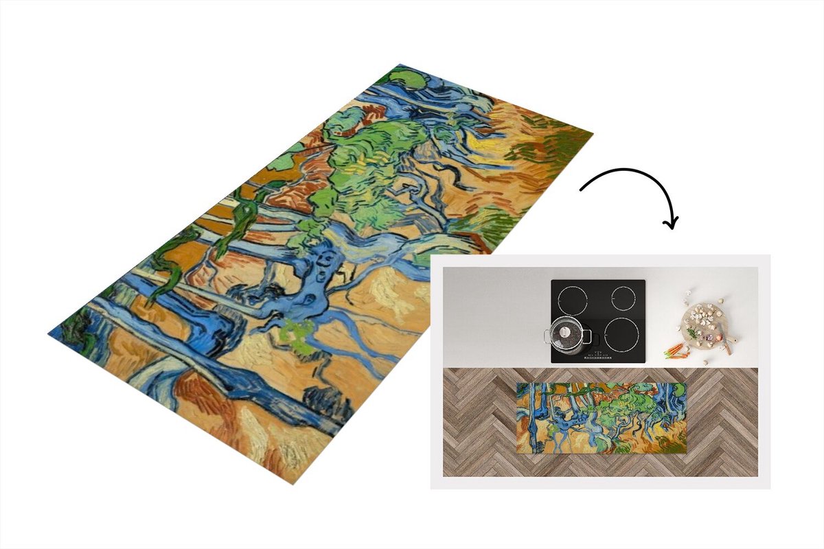 KitchenYeah Keukenloper - Loper keuken - Boomwortels - Vincent van Gogh - 120x50 cm - Keukenloper vinyl Multicolor