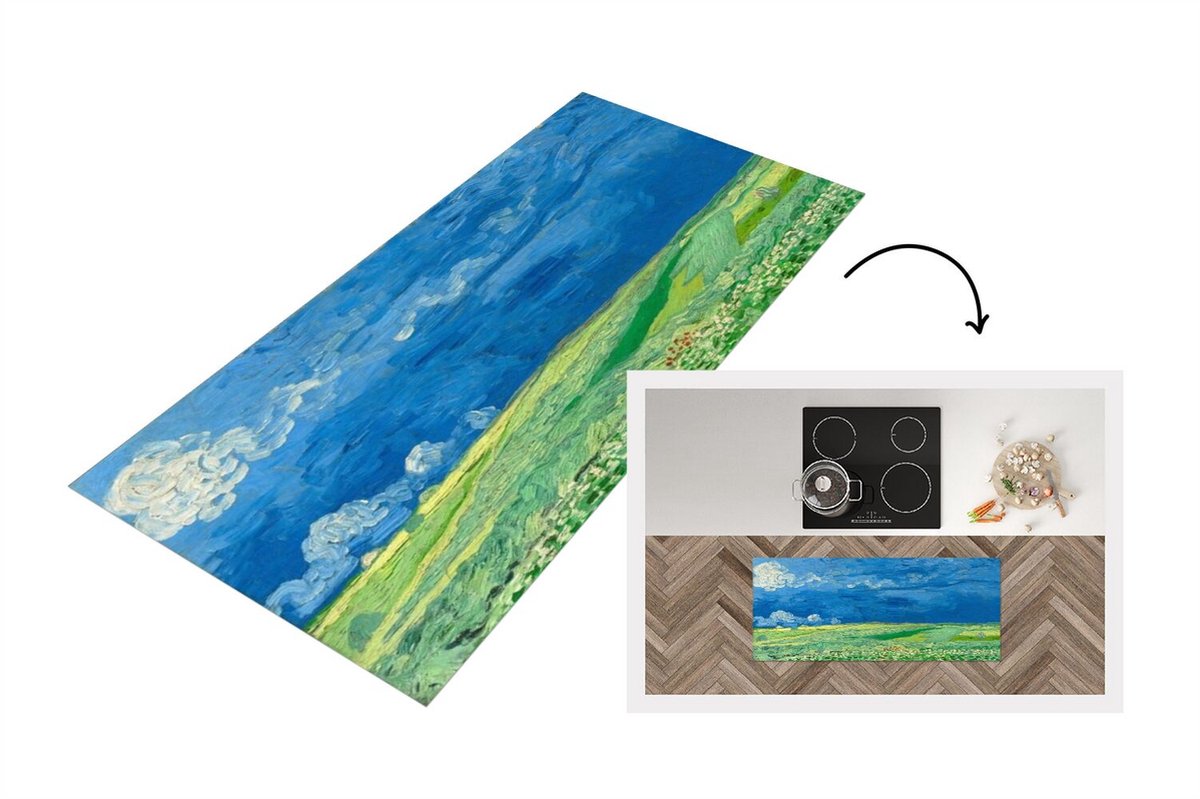 KitchenYeah Keukenloper - Loper keuken - Korenveld onder onweerslucht - Vincent van Gogh - Keukenloper vinyl Multicolor