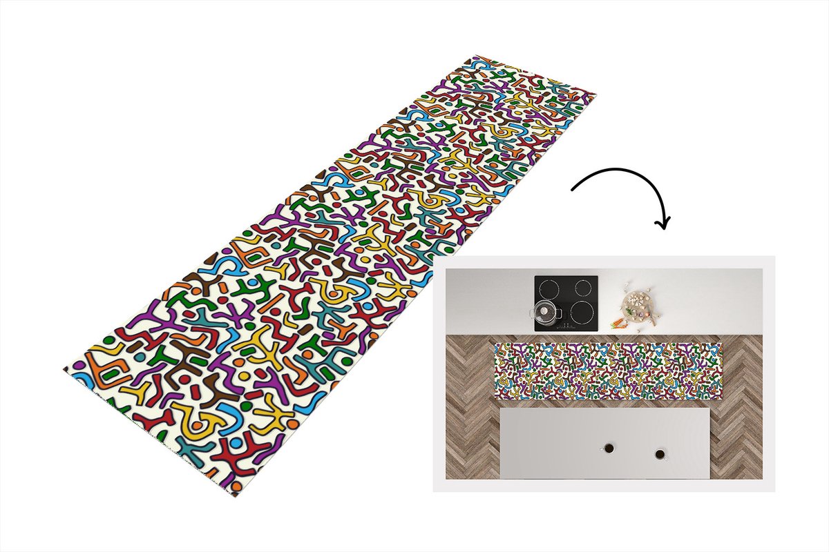 KitchenYeah Keukenloper - Loper keuken - Abstract - Patronen - Afrika - 200x50 cm - Keukenloper vinyl Multicolor