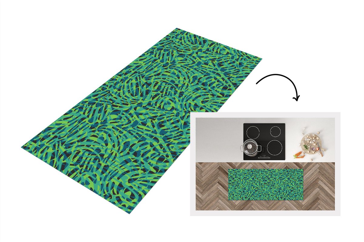 KitchenYeah Keukenloper - Loper keuken - Jungle - Dieren - Patroon - 120x50 cm - Keukenloper vinyl Multicolor