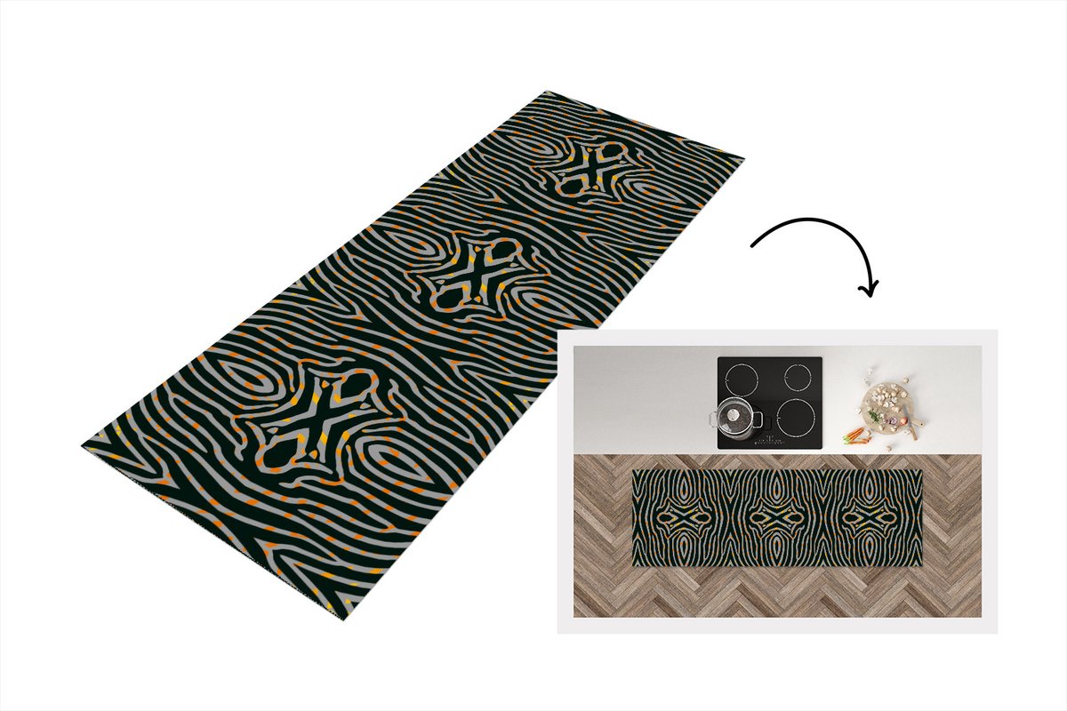 KitchenYeah Keukenloper - Loper keuken - Zebra - Dierenprint - Patronen - 180x60 cm - Keukenloper vinyl Multicolor