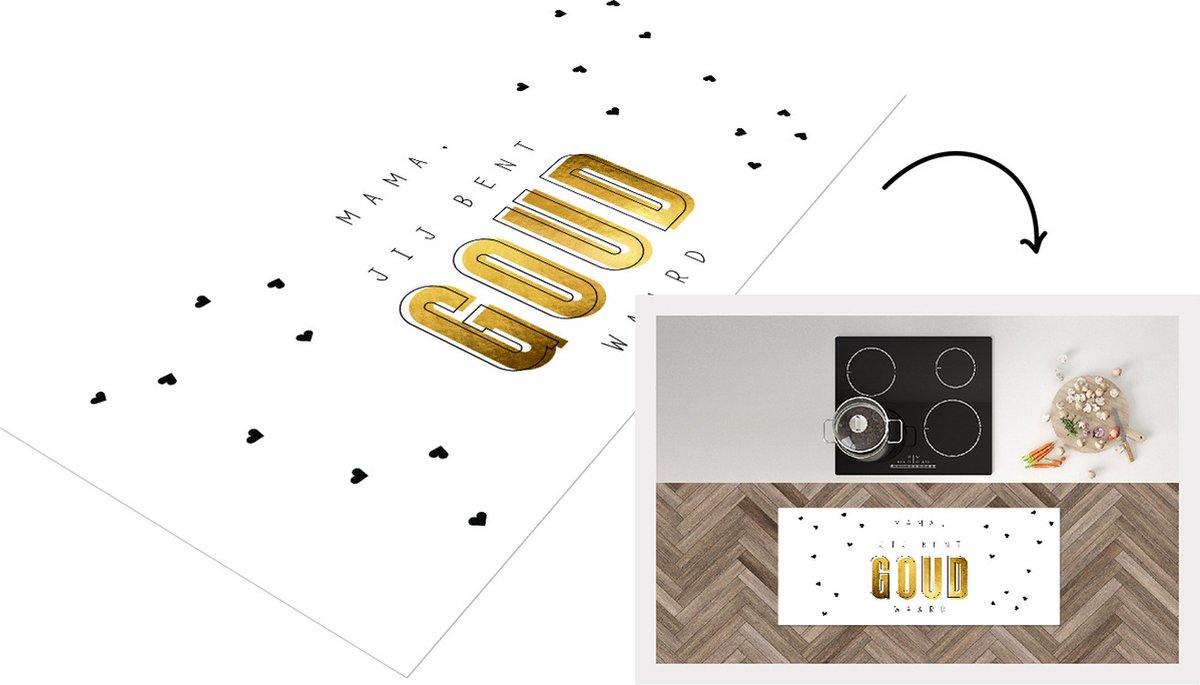 KitchenYeah Keukenloper - Loper keuken - Spreuken - Mama jij bent goud waard - Quotes - Mama - 120x50 cm - Keukenloper vinyl Multicolor