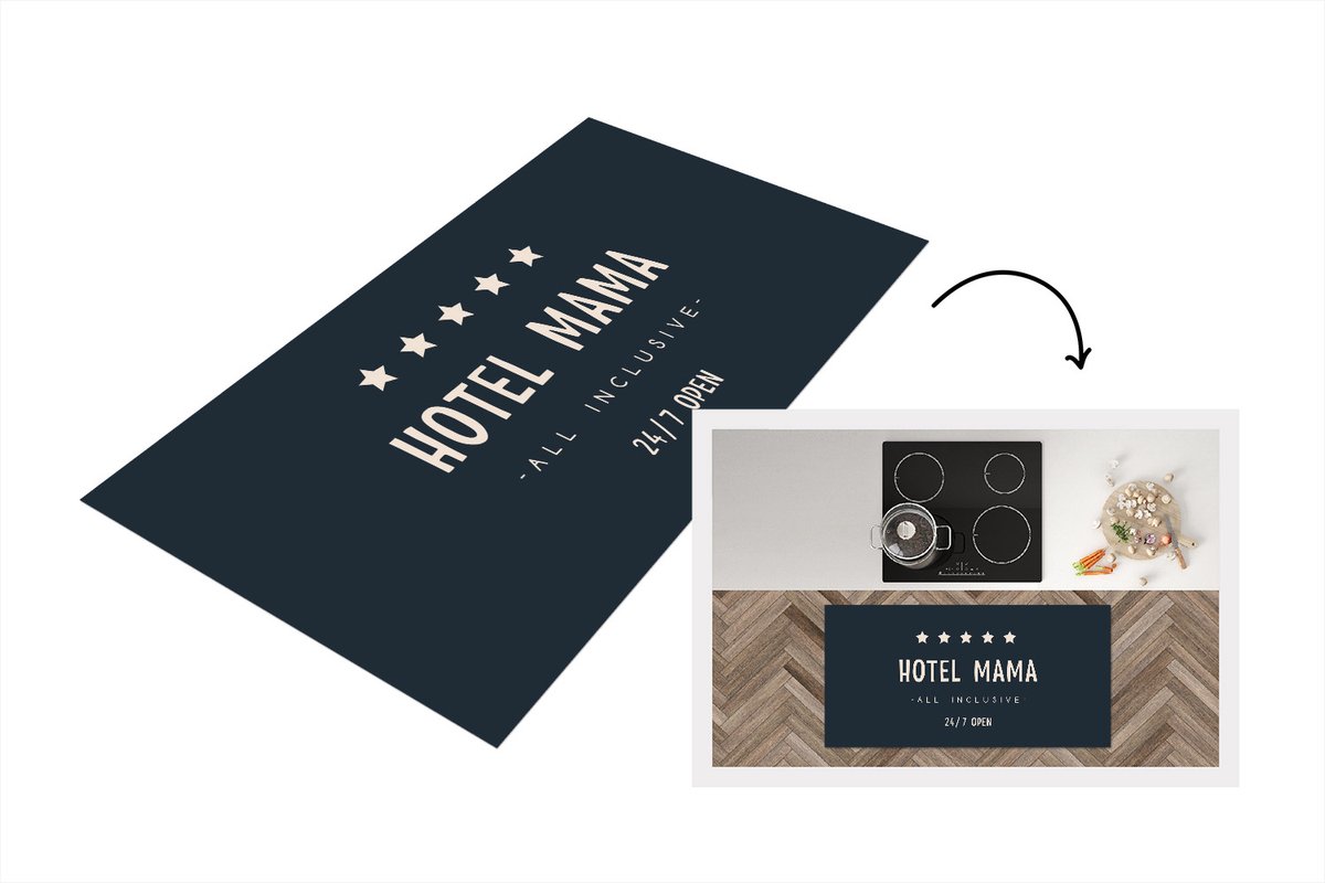 KitchenYeah Keukenloper - Loper keuken - Spreuken - Hotel mama all inclusive 24/7 open - Mama - Quotes - 120x60 cm - Keukenloper vinyl Multicolor