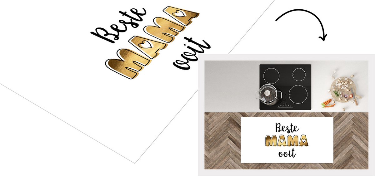 KitchenYeah Keukenloper - Loper keuken - Spreuken - Quotes Beste Mama Ooit - Moeder - Moederdag - 120x60 cm - Keukenloper vinyl multicolor