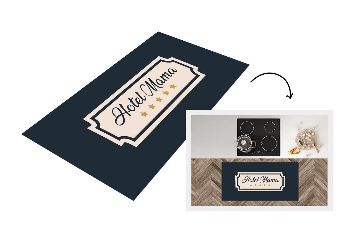 KitchenYeah Keukenloper - Loper keuken - Hotel mama - Quotes - Moeder - Spreuken - 120x60 cm - Keukenloper vinyl Multicolor