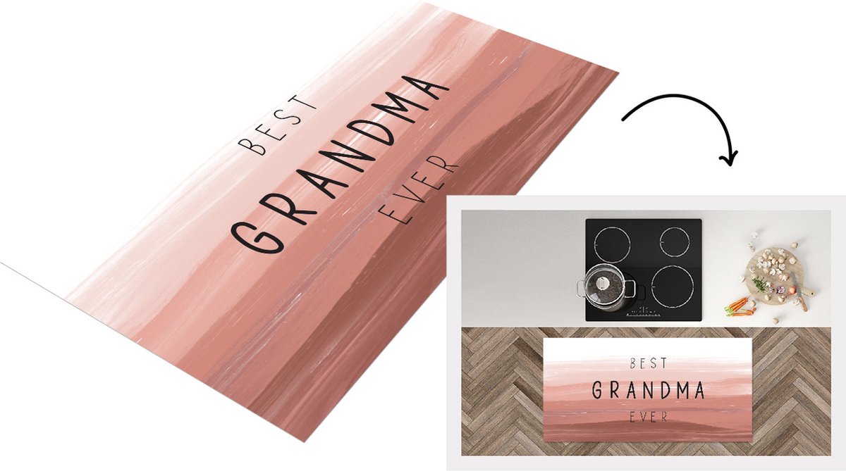 KitchenYeah Keukenloper - Loper keuken - Spreuken - Quotes Best Grandma Ever - Oma cadeau - Moederdag - Oma - 120x60 cm - Keukenloper vinyl Multicolor
