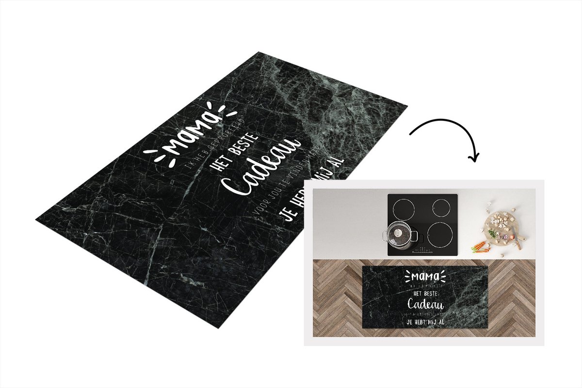 KitchenYeah Keukenloper - Loper keuken - Mama je hebt mij al - Quotes - Mama - Spreuken - 120x60 cm - Keukenloper vinyl Multicolor