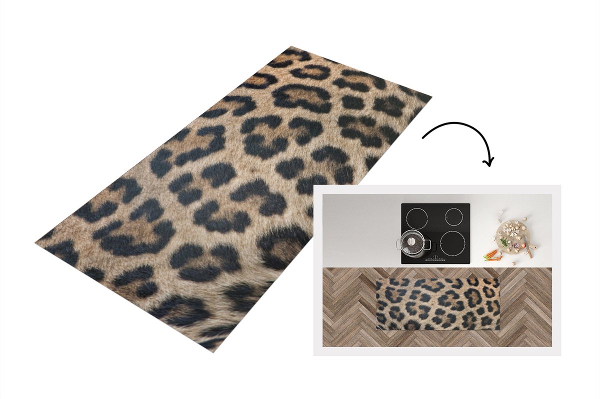 KitchenYeah Keukenloper - Loper keuken - Luipaard print - 120x50 cm - Keukenloper vinyl Multicolor