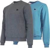 2 Pack Donnay - Fleece sweater ronde hals - Dean - Heren - Maat L - Charcoal & Vintage blue (261)