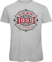1959 The One And Only | Feest Kado T-Shirt Heren - Dames | Antraciet - Donker Rood | Perfect Verjaardag Cadeau Shirt | Grappige Spreuken - Zinnen - Teksten | Maat L