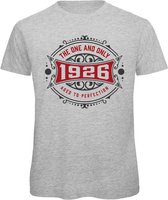 1926 The One And Only | Feest Kado T-Shirt Heren - Dames | Antraciet - Donker Rood | Perfect Verjaardag Cadeau Shirt | Grappige Spreuken - Zinnen - Teksten | Maat 3XL