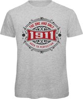1911 The One And Only | Feest Kado T-Shirt Heren - Dames | Antraciet - Donker Rood | Perfect Verjaardag Cadeau Shirt | Grappige Spreuken - Zinnen - Teksten | Maat XL