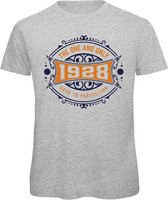 1928 The One And Only | Feest Kado T-Shirt Heren - Dames | Donker Blauw - Goud | Perfect Verjaardag Cadeau Shirt | Grappige Spreuken - Zinnen - Teksten | Maat 3XL