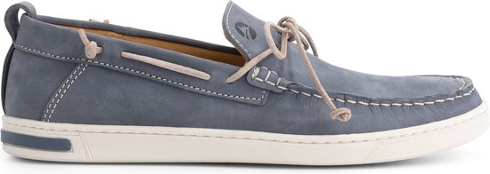 Travelin' Falmouth Mens - Mocassins en cuir avec dentelle - Chaussures bateau - Chaussures à enfiler - Cuir Blauw - Taille 43