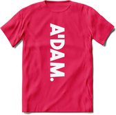 A'Dam Amsterdam T-Shirt | Souvenirs Holland Kleding | Dames / Heren / Unisex Koningsdag shirt | Grappig Nederland Fiets Land Cadeau | - Roze - S