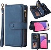 Samsung Galaxy A13 - Wallet with zipper - book-case cover - emplacement pour 15 cartes - bleu