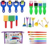 26PCS - Kinder Schilder Set - Borstels en Verf Sponsjes Set - Spons Roller - Knutsel Speelgoed - Tekening Set - Tekening Tool Kit: