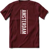 Amsterdam T-Shirt | Souvenirs Holland Kleding | Dames / Heren / Unisex Koningsdag shirt | Grappig Nederland Fiets Land Cadeau | - Burgundy - L