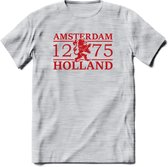 Amsterdam T-Shirt | Souvenirs Holland Kleding | Dames / Heren / Unisex Koningsdag shirt | Grappig Nederland Fiets Land Cadeau | - Licht Grijs - Gemaleerd - XXL