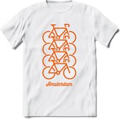 Amsterdam Fiets Stad T-Shirt | Souvenirs Holland Kleding | Dames / Heren / Unisex Koningsdag shirt | Grappig Nederland Fiets Land Cadeau | - Wit - XL