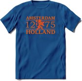 Amsterdam T-Shirt | Souvenirs Holland Kleding | Dames / Heren / Unisex Koningsdag shirt | Grappig Nederland Fiets Land Cadeau | - Donker Blauw - L