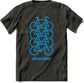 Amsterdam Fiets Stad T-Shirt | Souvenirs Holland Kleding | Dames / Heren / Unisex Koningsdag shirt | Grappig Nederland Fiets Land Cadeau | - Donker Grijs - XXL