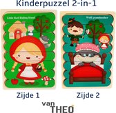 Houten Puzzel - Dubbelzijdige Kinderpuzzels - Set 2-in-1 - Montessori Speelgoed - Set Roodkapje en de Wolf