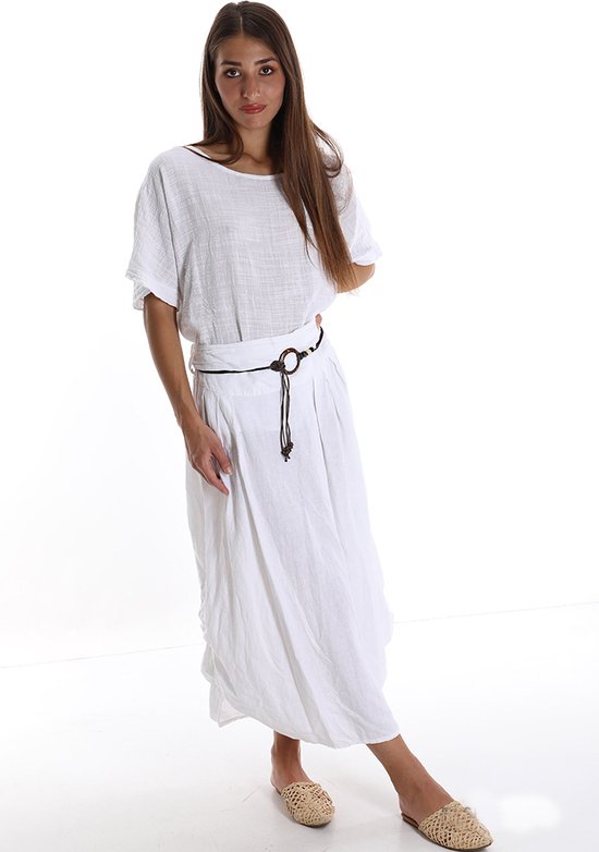 FEOYA Katoen Linnen Maxi Rok Fubbellaags Rlastische Taille Geplooide FEOYA Katoen Linnen Maxi Rok Fubbellaags Rlastische Taille Geplooide