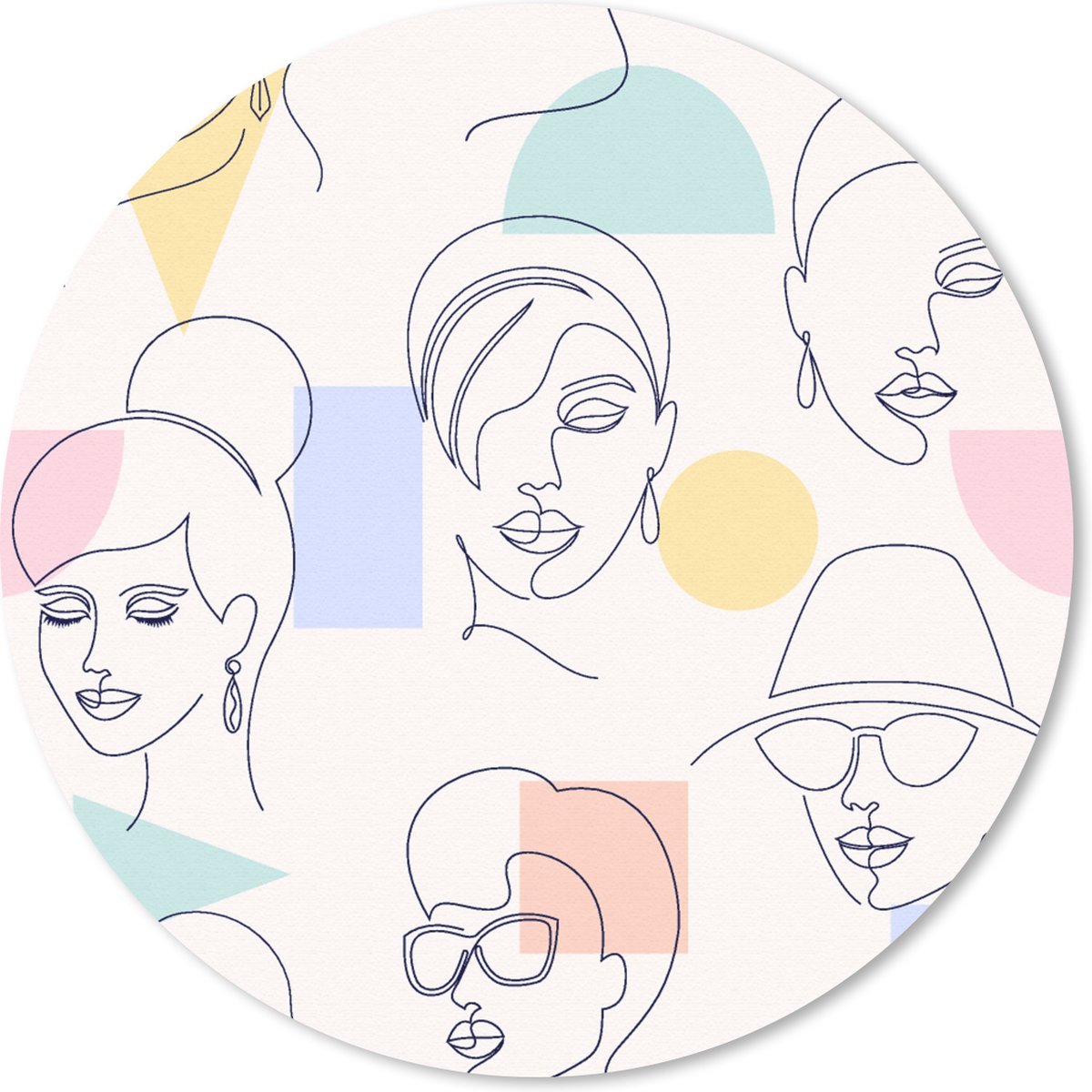 Muismat rond 20x20 cm - Mousepad Meisje - Vrouwen - Patronen - Pastel - Girl - Kids - Kinderen - Kindje - Ronde muismatten