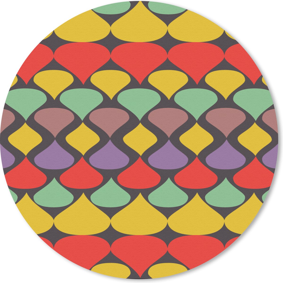 Muismat rond 30x30 cm - Mousepad Vintage - Retro - Kleuren - Patronen - Ronde muismatten