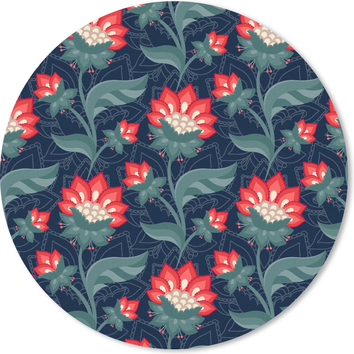 Muismat rond 30x30 cm - Mousepad Design - Bloemen - Rood - Ronde muismatten