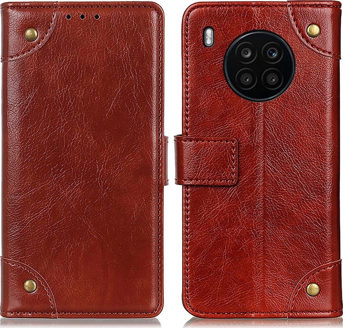 Mobigear Telefoonhoesje geschikt voor HONOR 50 Lite Hoesje | Mobigear Ranch Bookcase Portemonnee | Pasjeshouder voor 3 Pasjes | Telefoonhoesje voor Pinpas / OV Kaart / Rijbewijs - Bruin